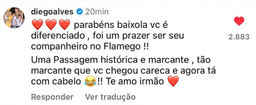 Diego Alves manda recado inusitado para Everton Ribeiro