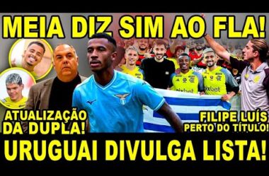 REFORÇO DA EUROPA! MEIA DA LAZIO DIZ SIM AO FLA! URUGUAI DIVULGA LISTA FINAL! FILIPE LUÍS E+