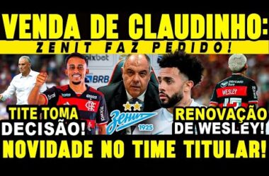 ZENIT VENDENDO CLAUDINHO PARA O FLA! RENOVAÇÃO DE WESLEY! TITE TOMA DECISÃO! URUGUAI ELIMINADO!