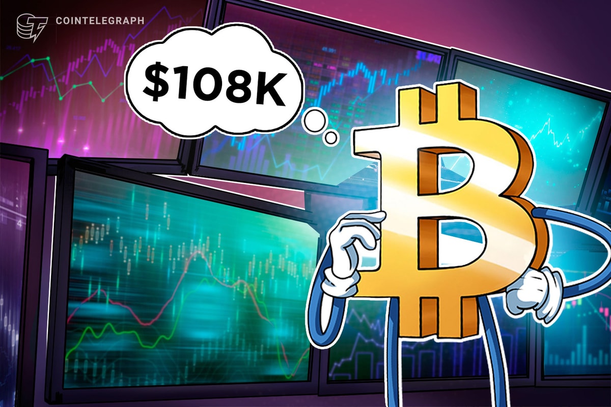 Bitcoin de volta abaixo de US $ 108k como redução do preço do mercado nas chances de corte de taxas do Fed