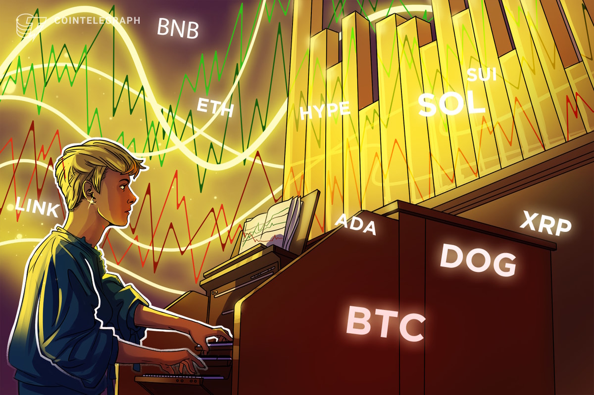 Previsões de preços para BTC, ETH, XRP, BNB, SOL, DOGE, ADA, SUI, Hype, Link