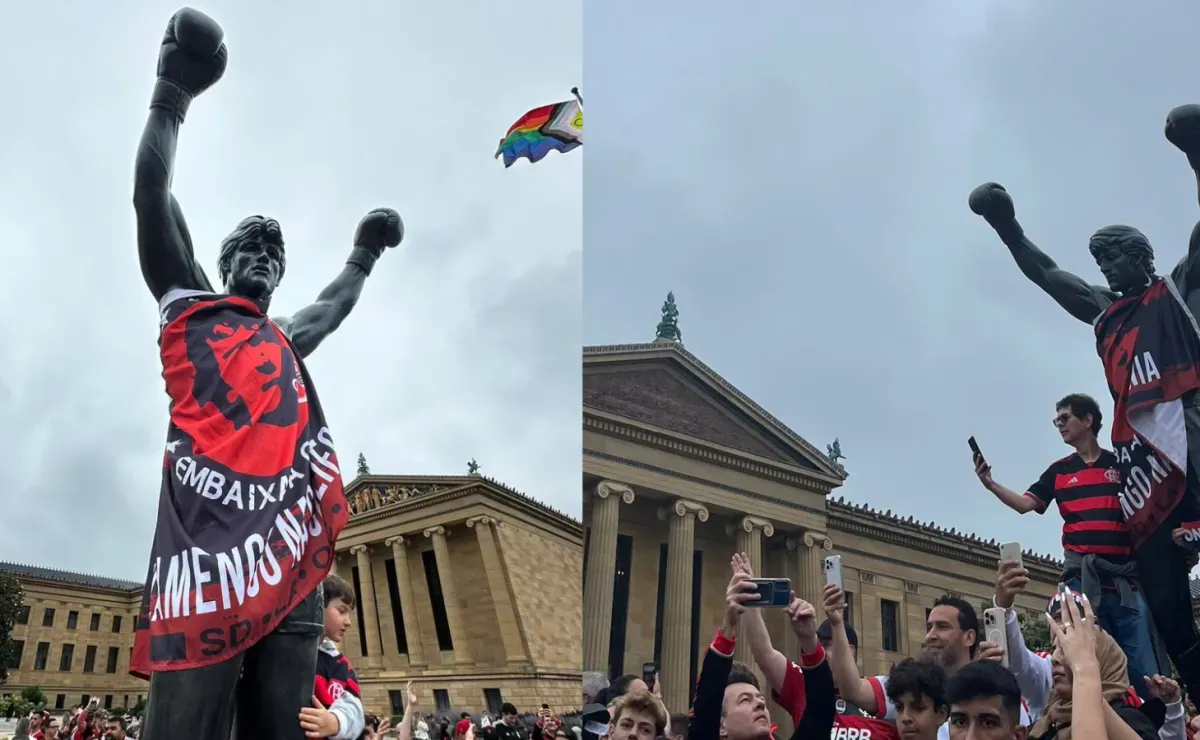 Rocky Balboa vira "flamenguista" em chegada da Nação nos EUA