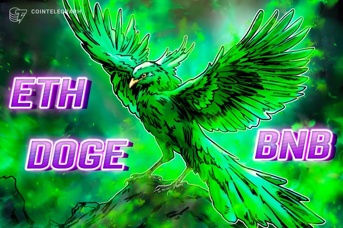 ETH, BNB e DOGE lideram recuperação do mercado criptográfico