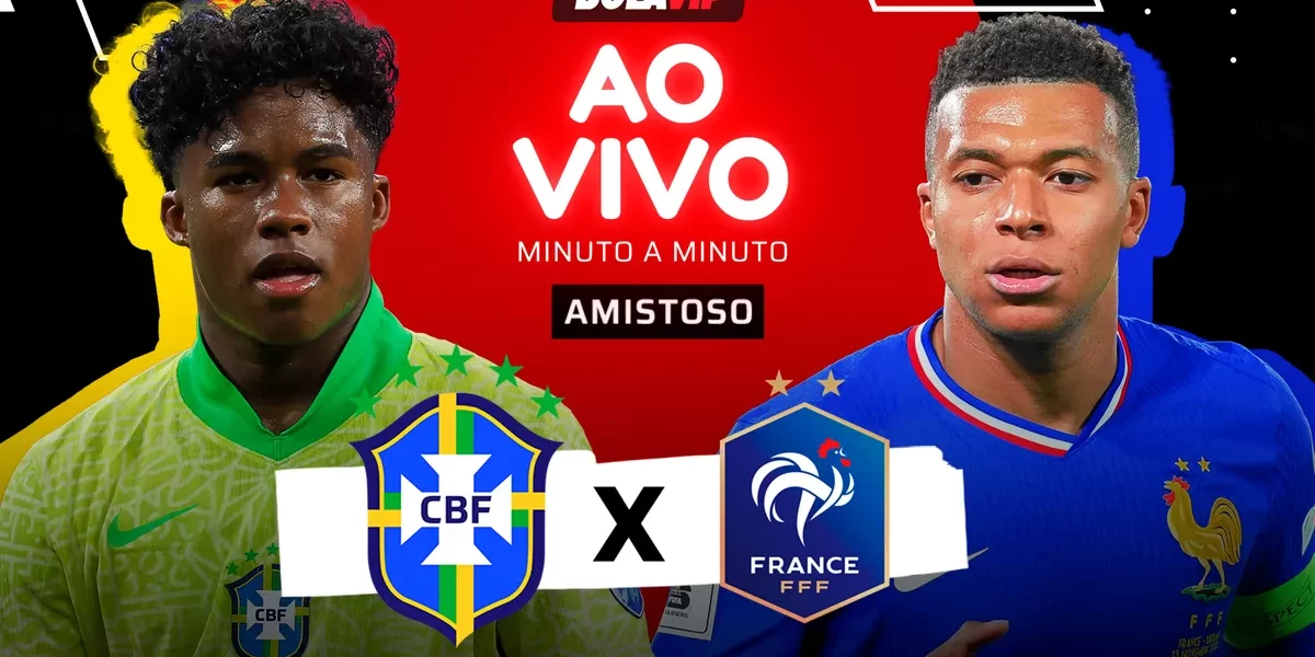 Brasil x França: amistoso AO VIVO com Mbappé em campo