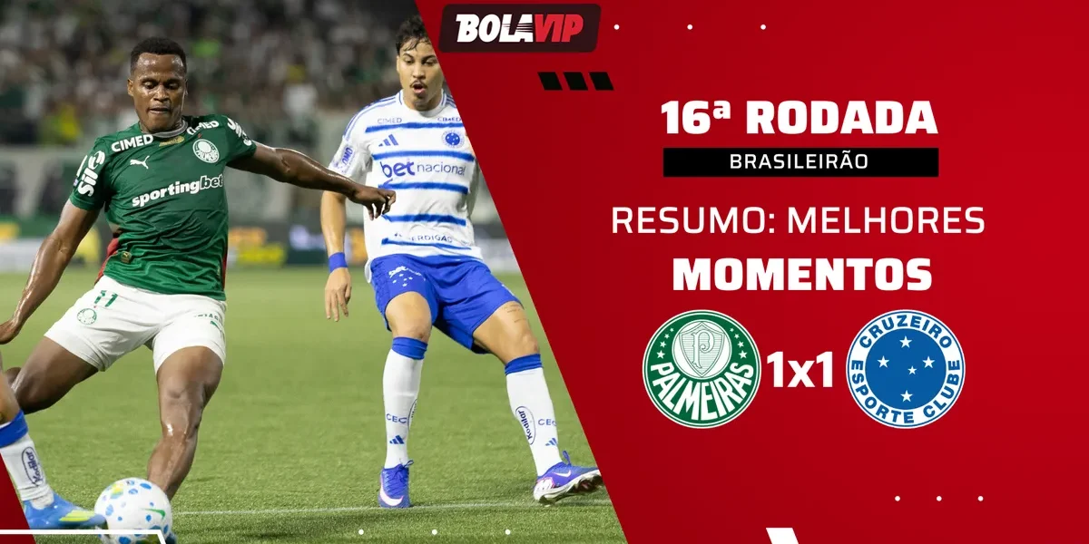 Palmeiras e Cruzeiro empatam em jogaço com golaços e chuva intensa