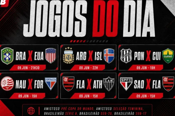 Futebol hoje (09/06): horários e onde assistir ao vivo
